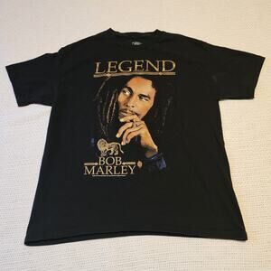 Bob Marley T-Shirt Large Graphic Music T Shirt Black Official Size Large